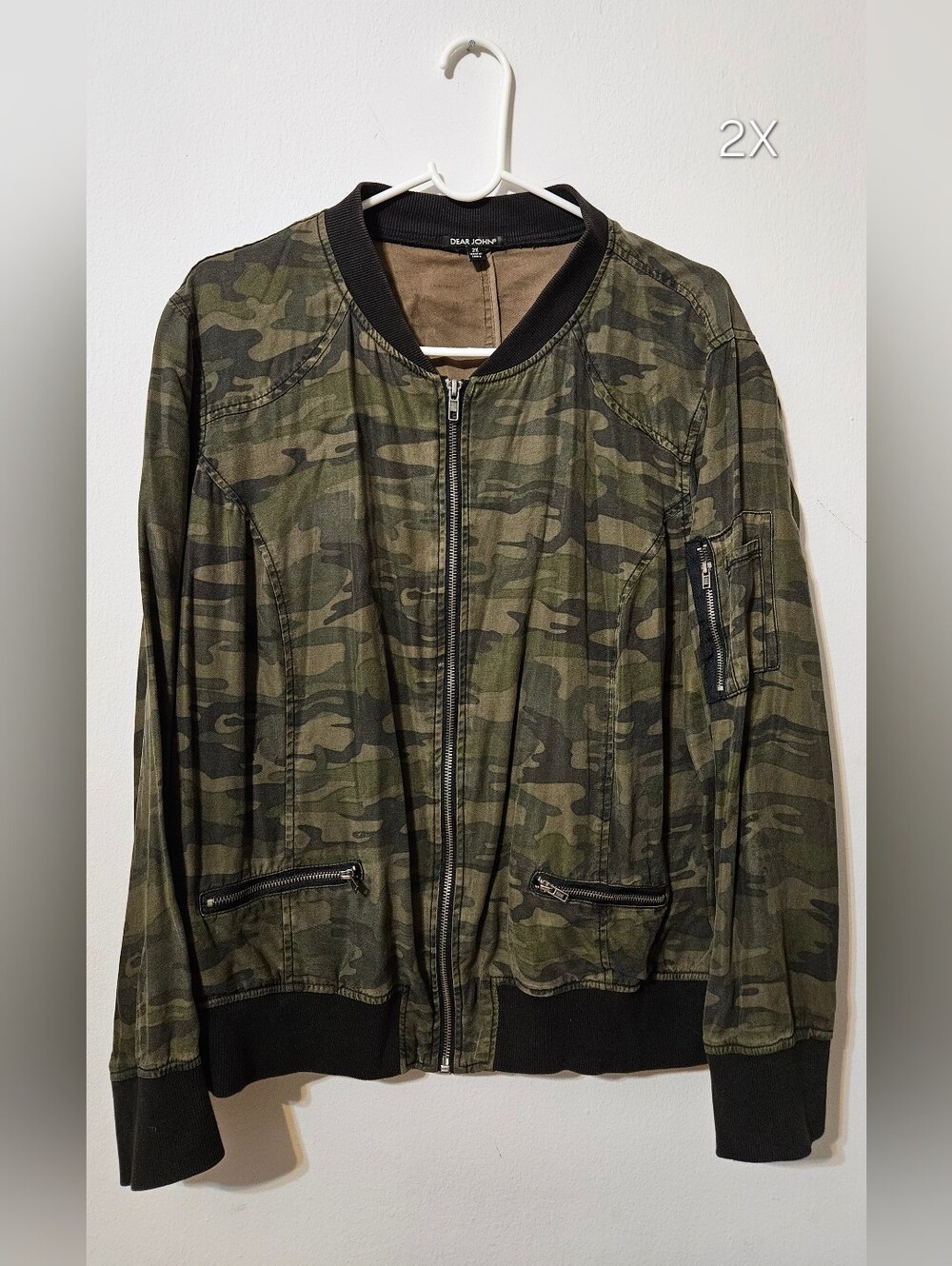 Dear John Camouflage Tencel Bomber Jacket, 2XL